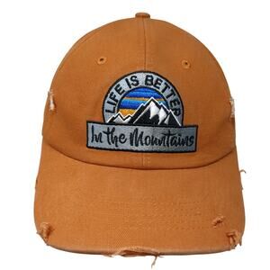 Life Is Better In The Mountains Baseball Cap Brown One Size Arcadian Outfitters
